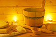 interior of sauna and sauna accessories