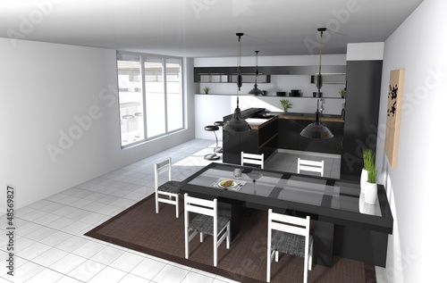 Illustration: modern kitchen interior modern kitchen interior