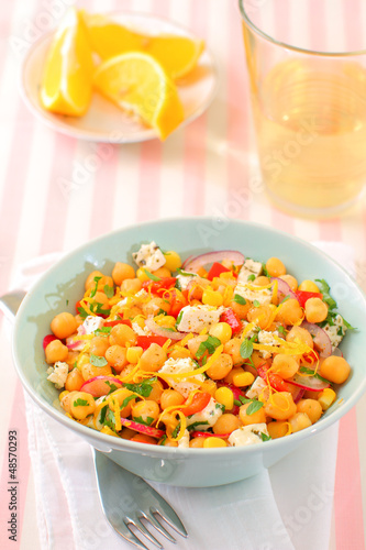 Photo: Chickpeas salad with fresh vegetables and cheese Chickpeas salad with fresh vegetables and cheese