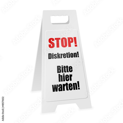 Vector: aufsteller stop! diskretion! I aufsteller stop! diskretion! I