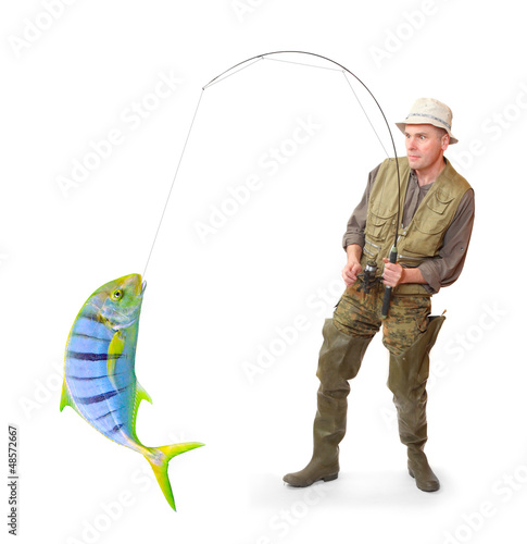 Photo: The Fisherman with big fish. Success concept. The Fisherman with big fish. Success concept.