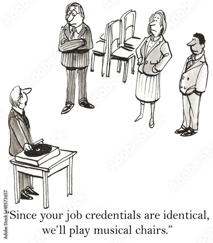 Illustration: Musical chairs to choose among job applicants Musical chairs to choose among job applicants