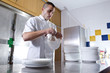 Photo: man drying dishes man drying dishes