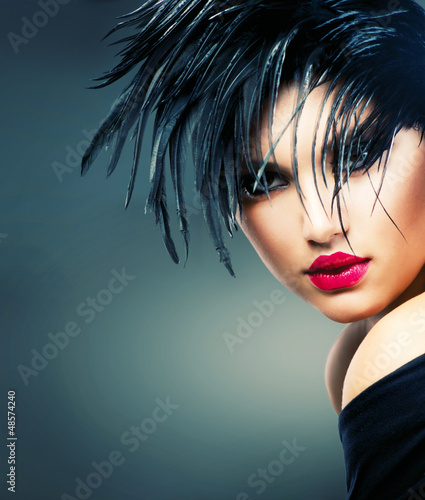 Photo: Fashion Art Portrait Of Beautiful Girl. Vogue Style Woman Fashion Art Portrait Of Beautiful Girl. Vogue Style Woman