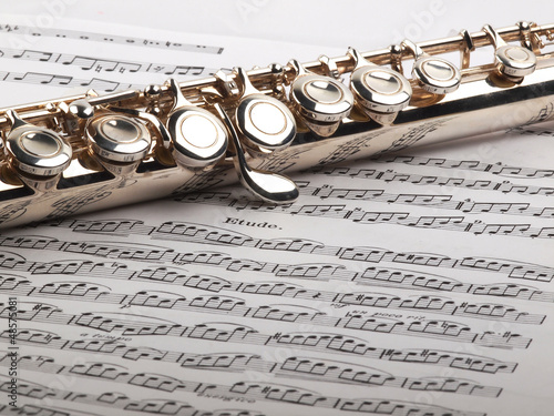 Photo: flute and notes flute and notes