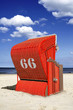 Foto: Roter Strandkorb 66 Hochformat Roter Strandkorb 66 Hochformat