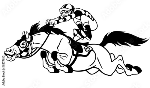 Vector: racing horse with jockey black white racing horse with jockey black white
