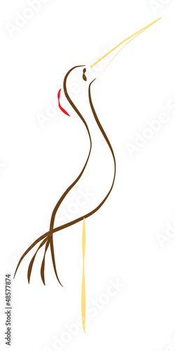 Vector: Drawn of symbolized crane bird Drawn of symbolized crane bird