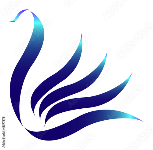Vector: Drawn stylized blue swan logo Drawn stylized blue swan logo