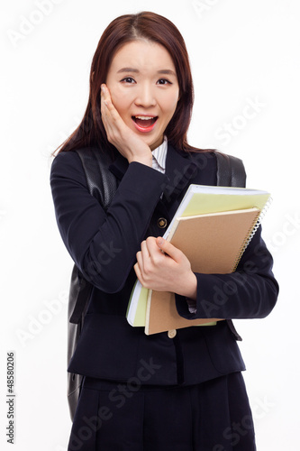 Photo: Surprising young pretty Asian student Surprising young pretty Asian student