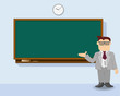 teacher at chalkboard vector