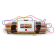 Explosives with alarm clock, isolated on white