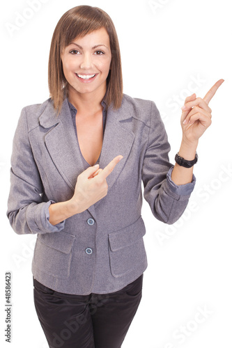 Photo: Pointing up woman Pointing up woman