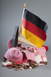 Robbed piggy bank of Germany with hammer