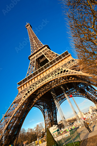Photo: Eiffel tower at sunrise, Paris. Eiffel tower at sunrise, Paris.