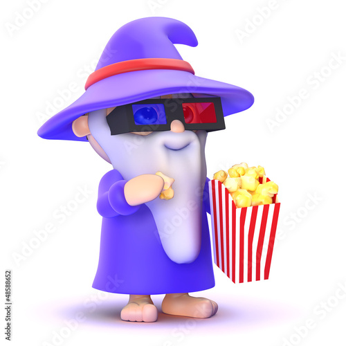 Illustration: Wizard is at the movies with popcorn Wizard is at the movies with popcorn