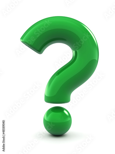 Illustration: Green question mark , isolated on white Green question mark , isolated on white