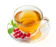 Glass Cup of Tea with Cranberries and Mint on the White