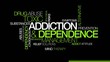 Addiction toxic dependence word tag cloud animation