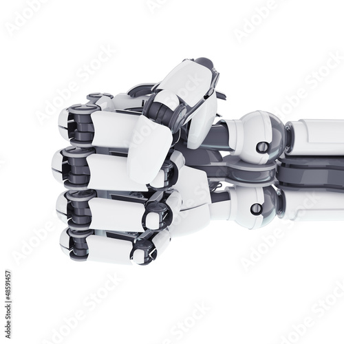Illustration: Isolated robotic fist on white background Isolated robotic fist on white background