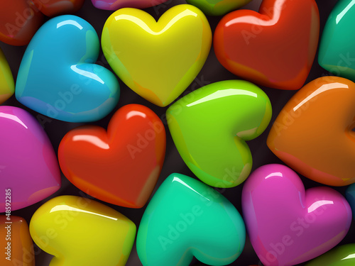Illustration: Multicolored hearts isolated on background Multicolored hearts isolated on background