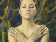 Photo : Lady with painted hands mehendi Lady with painted hands mehendi