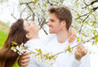 happy couple outside