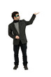 man indicate on white background