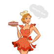 Vector: vector illustration of a vintage pin-up girl and cake vector illustration of a vintage pin-up girl and cake