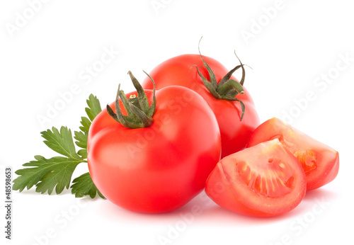 Photo: Tomato vegetables and parsley leaves still life Tomato vegetables and parsley leaves still life