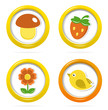Vector: Summer icons in colorful bubbles Summer icons in colorful bubbles