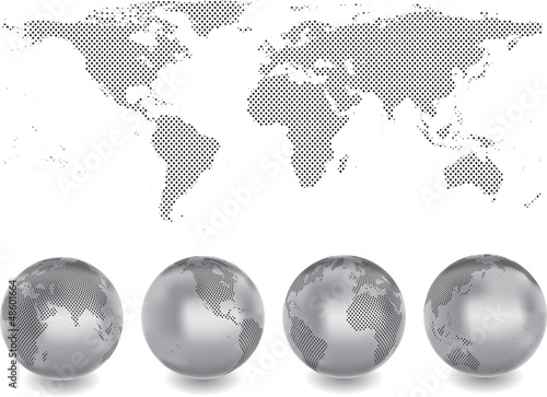 Vector: Weltkarte mit Kugeln Weltkarte mit Kugeln