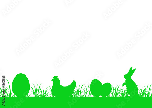 Vector: Frise herbe basse - Oeuf, Poule, Lapin - Pâques v2 Frise herbe basse - Oeuf, Poule, Lapin - Pâques v2