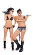 two dancers dressed as police