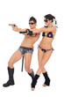 two dancers dressed as police