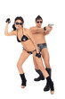 two dancers dressed as police