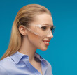 businesswoman in protective glasses
