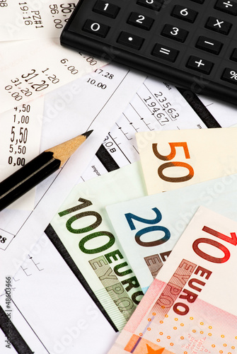 Photo: Euro, calculator, expenses and pencil Euro, calculator, expenses and pencil