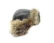 Raccoon winter hat on a white background