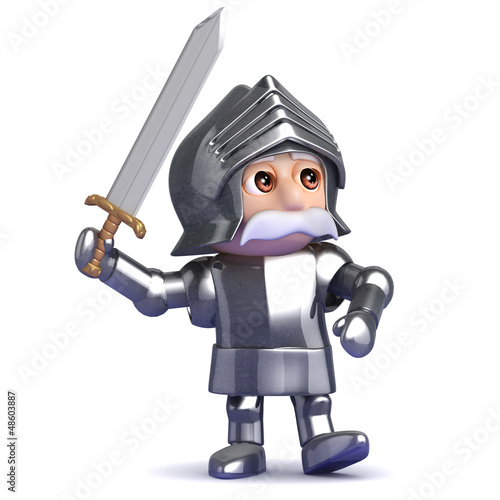 Illustration: Knight attacks with his sword Knight attacks with his sword
