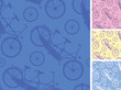 Vector set of frour tandem bicycles seamless patterns