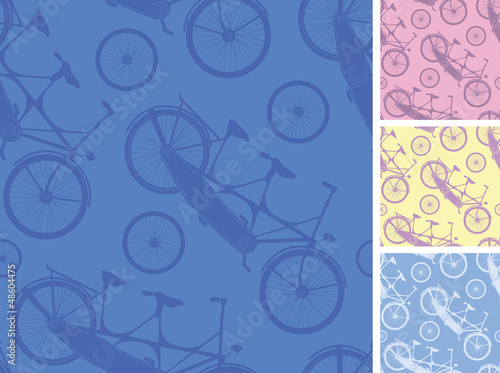 Vector: Vector set of frour tandem bicycles seamless patterns Vector set of frour tandem bicycles seamless patterns