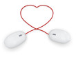 two mouse with heart shaped cable