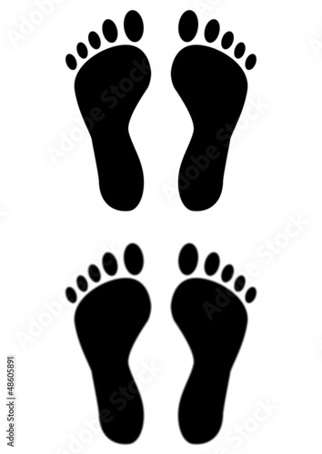 Vector: Fuß-Abdruck mit und ohne Kontur, footprint with and -out contour Fuß-Abdruck mit und ohne Kontur, footprint with and -out contour