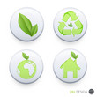 Collection of buttons with ecologic icons on isolated background Collection of buttons with ecologic icons on isolated background