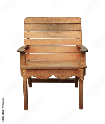 Photo: Vintage wooden armchair isolated on white background Vintage wooden armchair isolated on white background