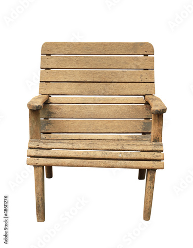 Photo: Vintage wooden armchair isolated on white background Vintage wooden armchair isolated on white background