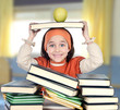 Adorable girl studying