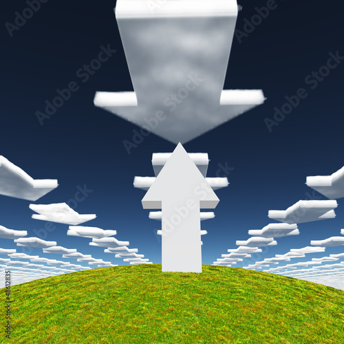 Illustration: Arrows point up and forward Arrows point up and forward