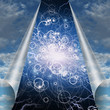 Particles curl and swirl beneath common world